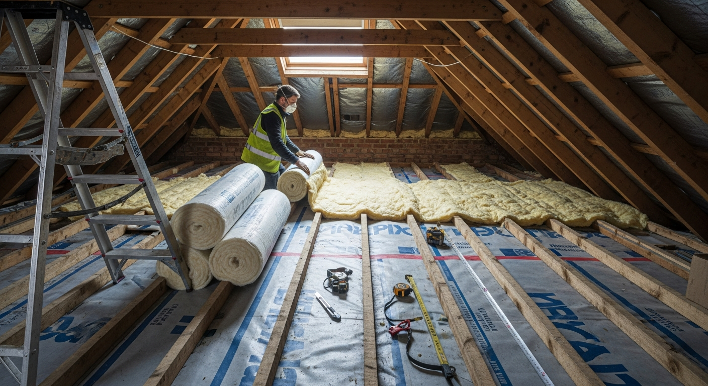 Loft Insulation in progress at a British residential property — professional service in Walsall and West Midlands